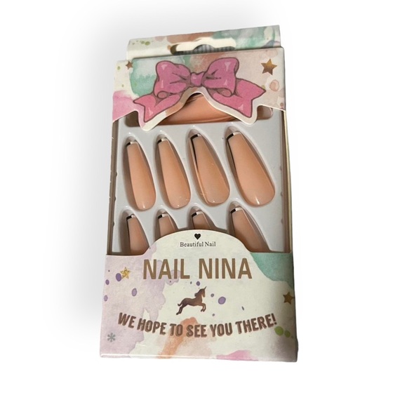 Nail Nina 24 piece black and white tip press on nails - Picture 1 of 7